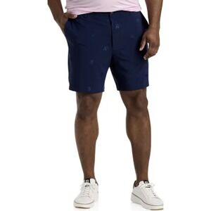 New Original Penguin Space Dyed Embroidered Navy Shorts Men's 36 Black Iris Golf